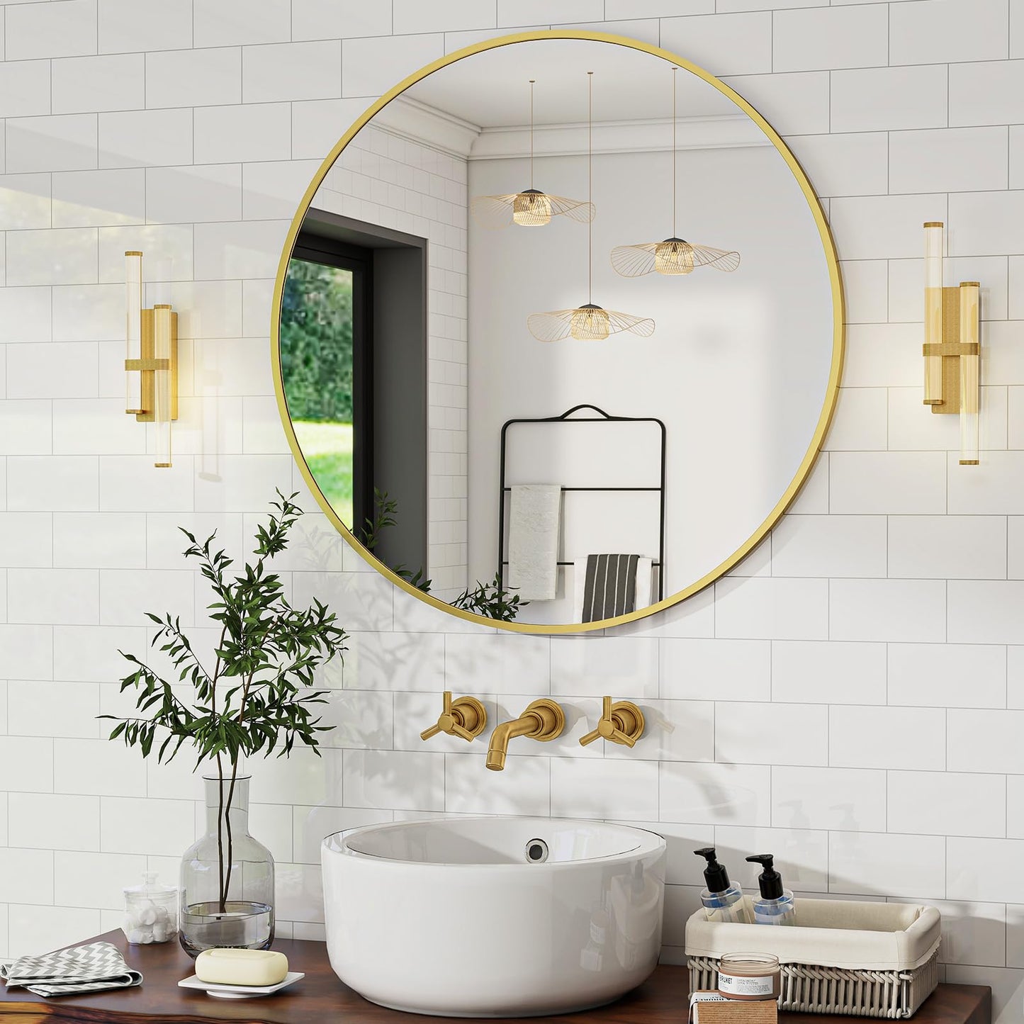 Oglinda BEAUTYPEAK 60 cm Rotunda Alba Cadru Aluminiu Shatterproof
