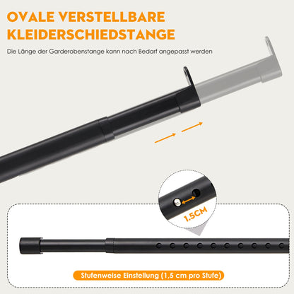 Suport haine Poskena extensibil 43-101 cm otel inoxidabil negru