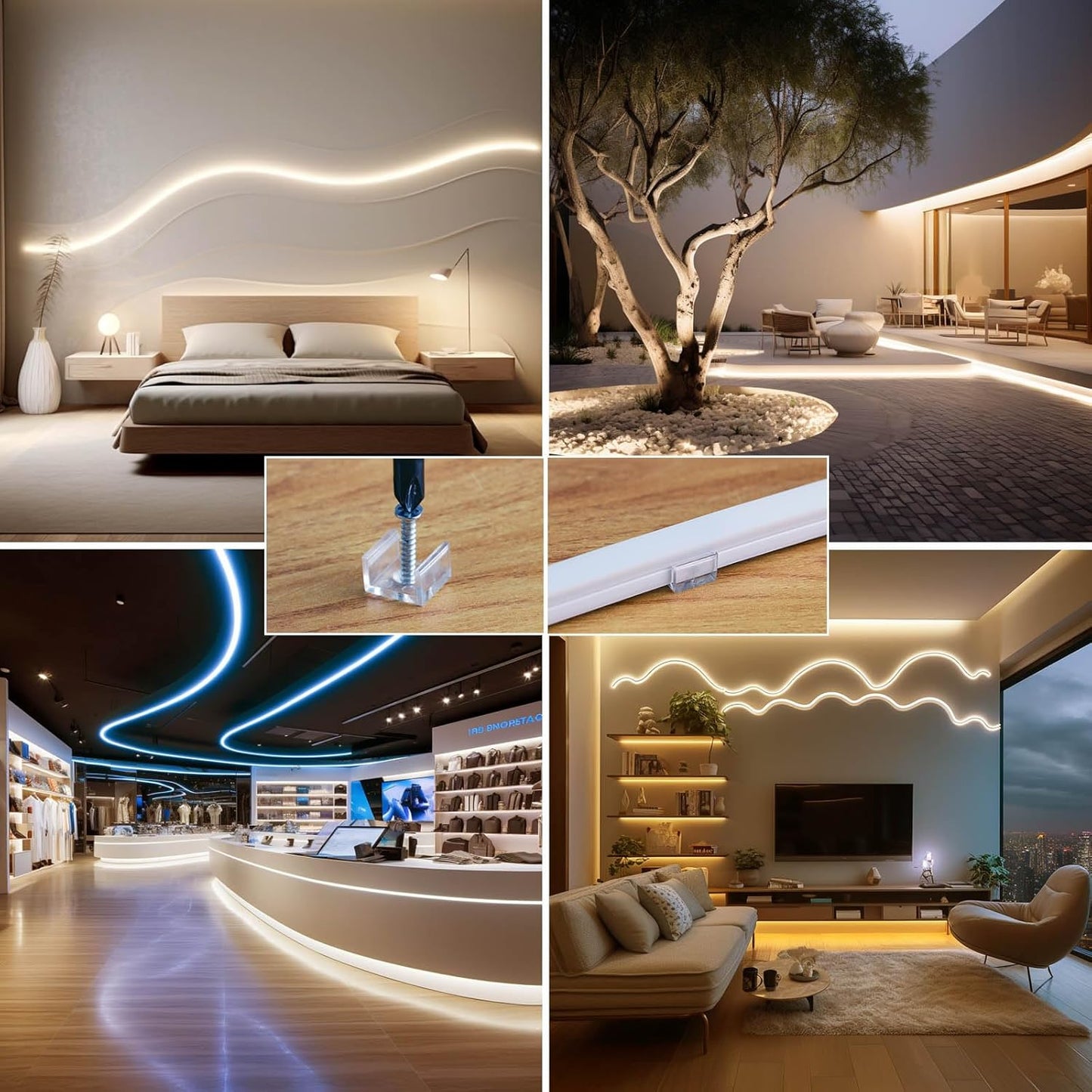 BENLUN AC 220V Neon LED Strip Outdoor 10M, 3000K Warmweiß LED Streifen Aussenbereich Wasserdicht IP65, LED Band 230V Direktanschluss, 10W/M Lichtband für Außen Indirekte Deleuchtung