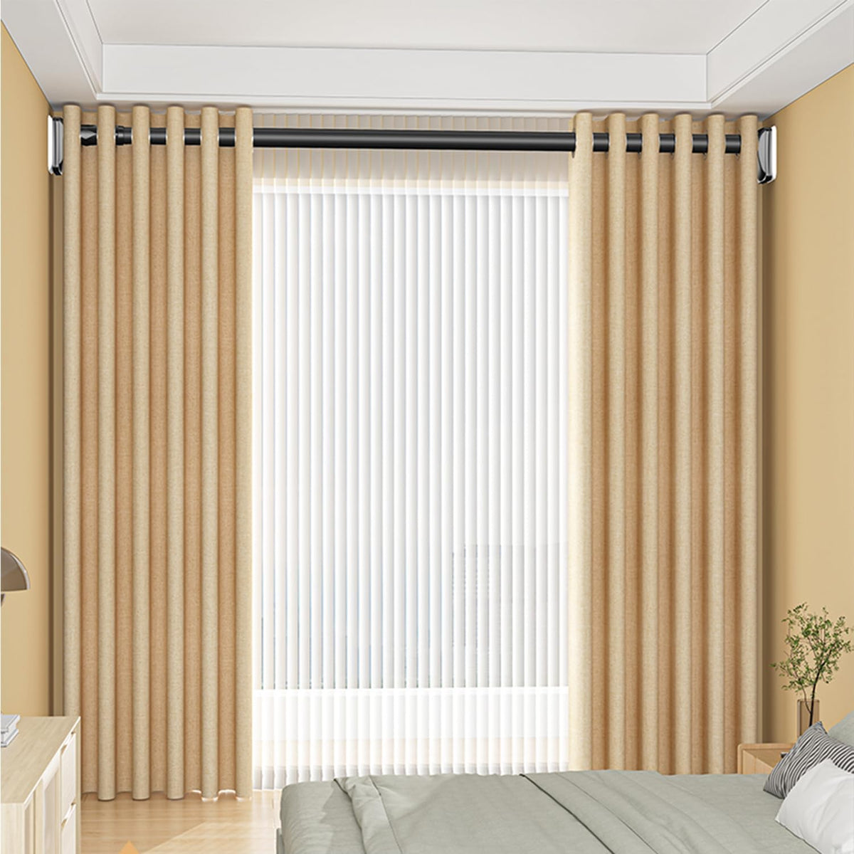 Bara telescopica pentru perdea AmagKhan fara gaurire, diametru 32 mm, 2.1-3.0 m, gri