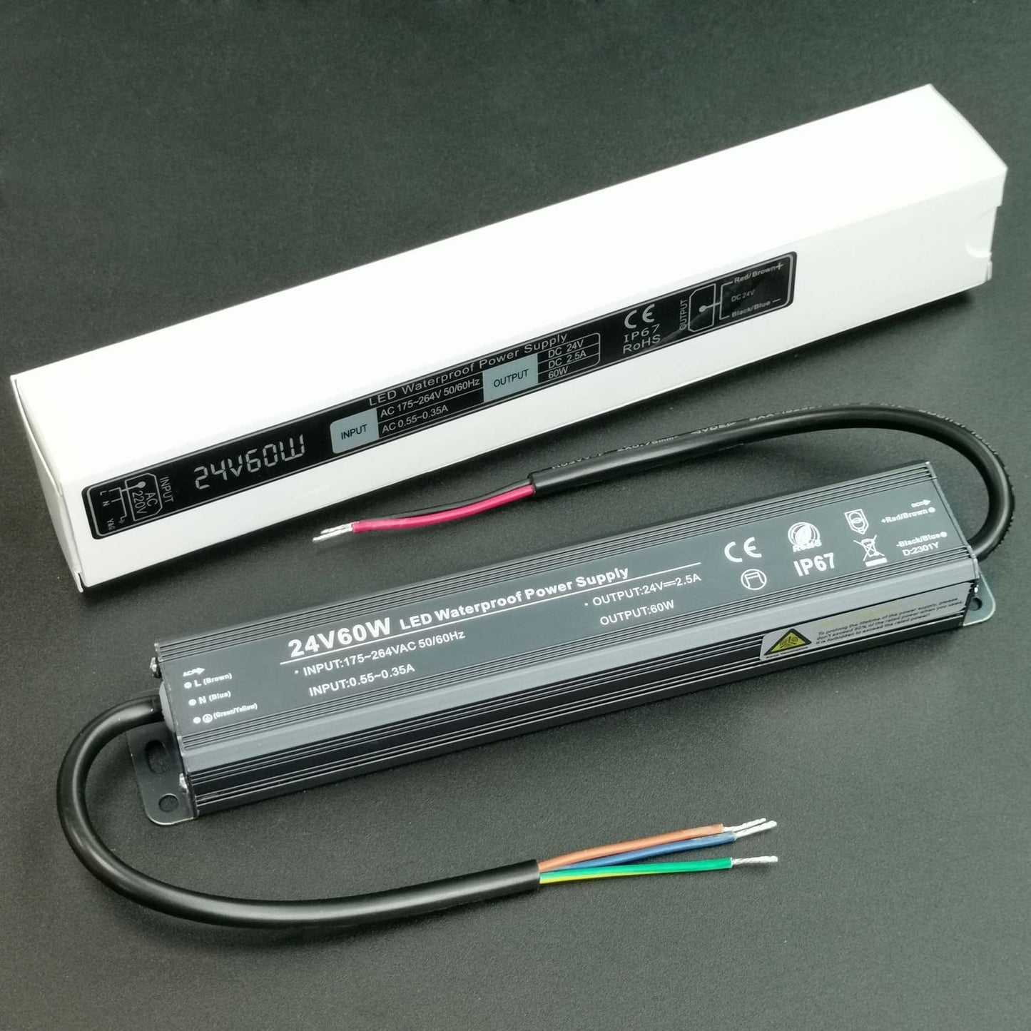 Alinana LED Transformer 24 V 300 W, IP67 Waterproof Transformer 230 V to 24 V, 24 V Power Supply 300 W for LED Strip Lamps, Transformer 24 V 0-12.5 A
