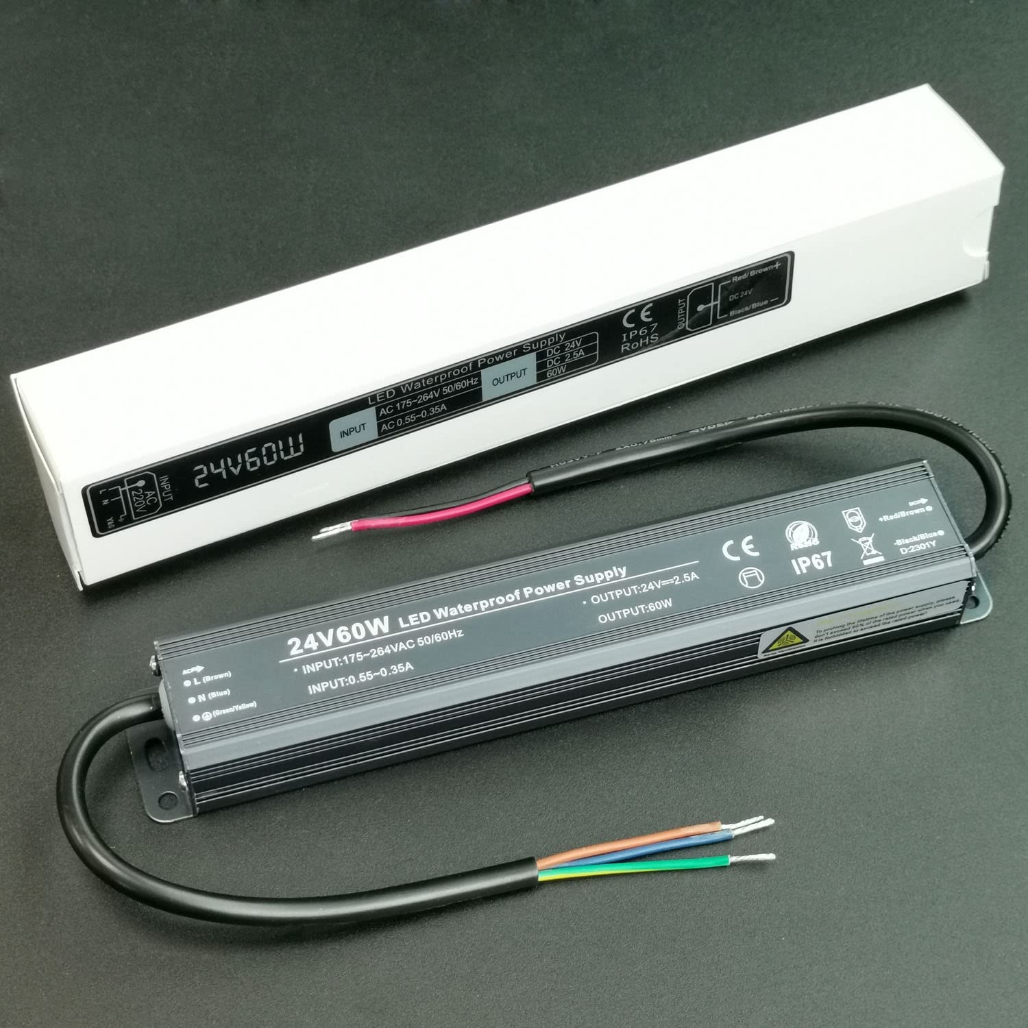 Alinana LED Transformer 24 V 300 W, IP67 Waterproof Transformer 230 V to 24 V, 24 V Power Supply 300 W for LED Strip Lamps, Transformer 24 V 0-12.5 A