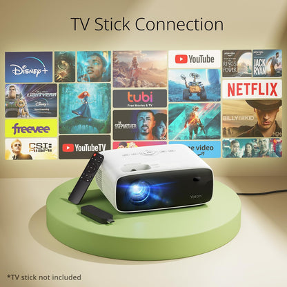 YOTON Y6 Bluetooth Projector 4K with Tripod, Projector Native 1080P 18000 Lumens, Bluetooth 5.2 Portable Home Video Movie Projector Compatible with iOS/Android/HDMI/USB/AV/SD Card, for Home Cinema
