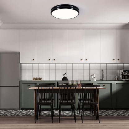 Modern Black LED Ceiling Light, 40cm Round, 36W, 4000K for Kitchen, Bedroom, Living Room, Hall, Bathroom