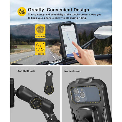 iMESTOU Waterproof IP67 Motorcycle Phone Mount, Bike Mount with 1" Dual Ball Base Arms (S- for 3.5-6.1" Phones)