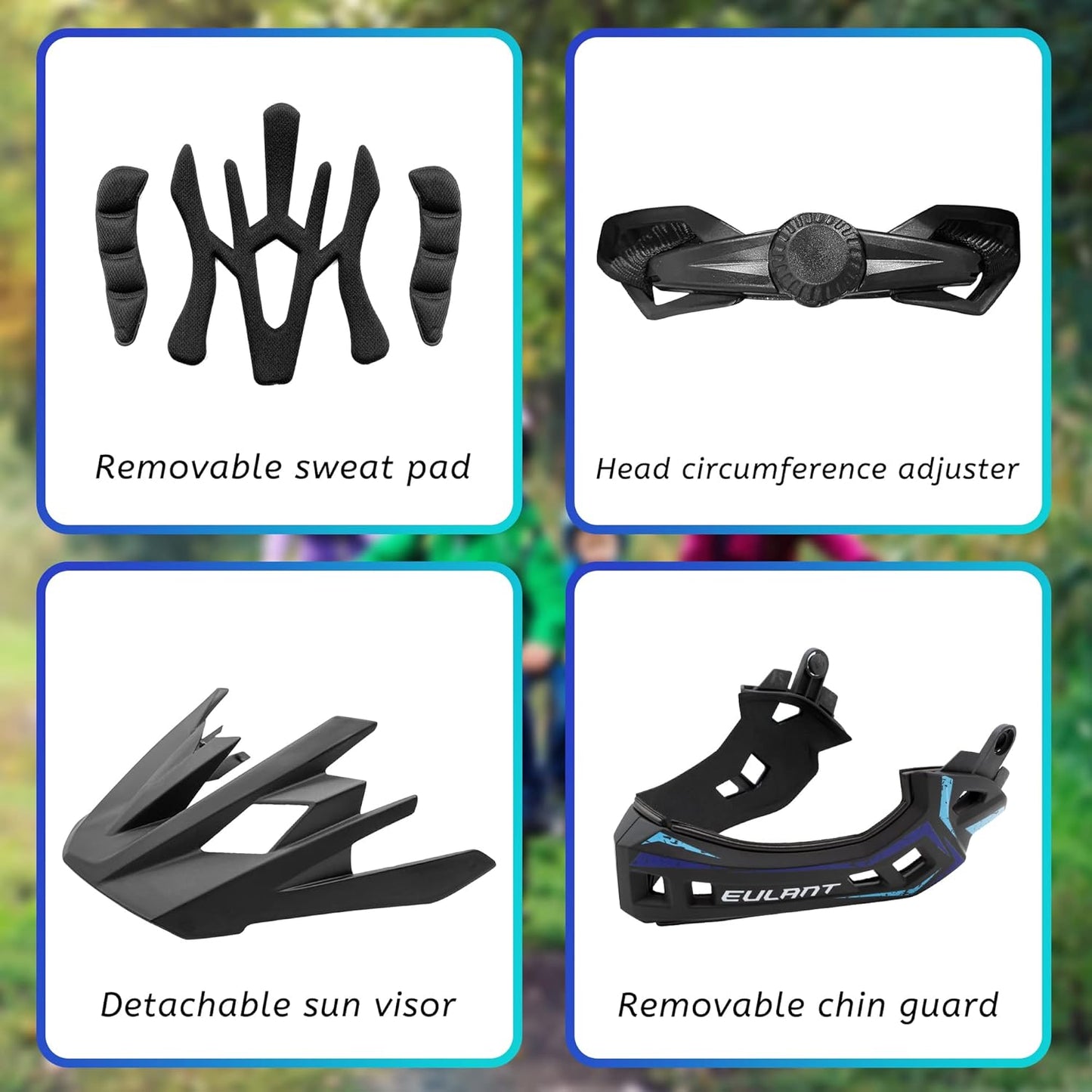 EULANT Kids Bike Helmets,Skate Helmet for Boys & Girls,Full Face Helmet with Chin Guard for Cycle Scooter Roller Skates Motorbike