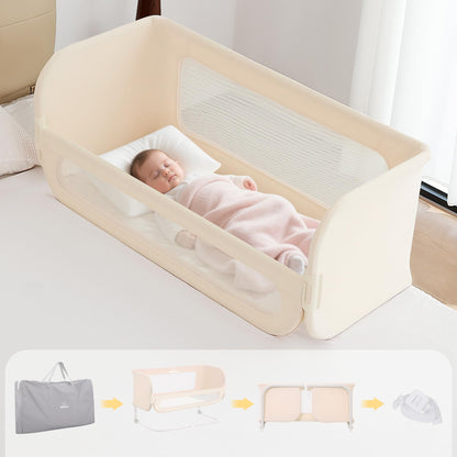 Protectie pat BabyAlly TA12-G 2 in 1 pliabila 185 cm crem