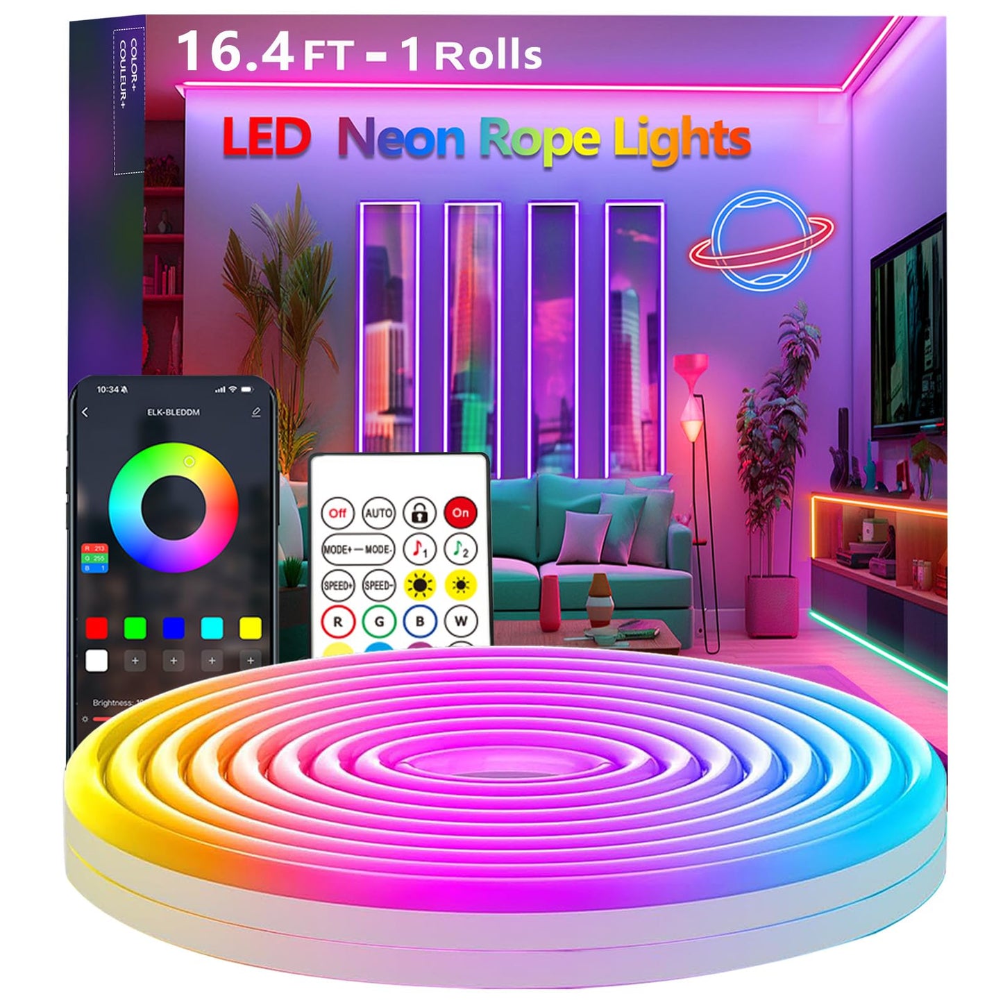 Banda LED Neon 10M RGB App Remote Music Sync IP65
