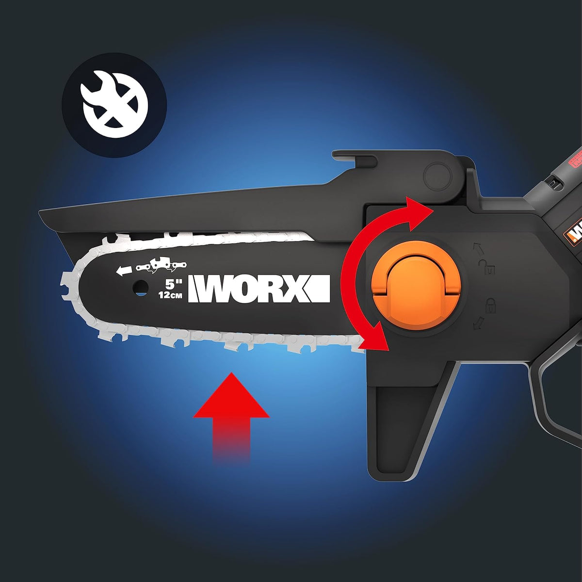 Mini fierastrau cu lant WORX Nitro WG325E.9, 20 V, fara acumulator si incarcator
