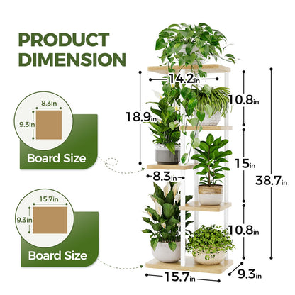 Suport plante Bamworld 5 Tier Metal Alb 5 niveluri 60 lb