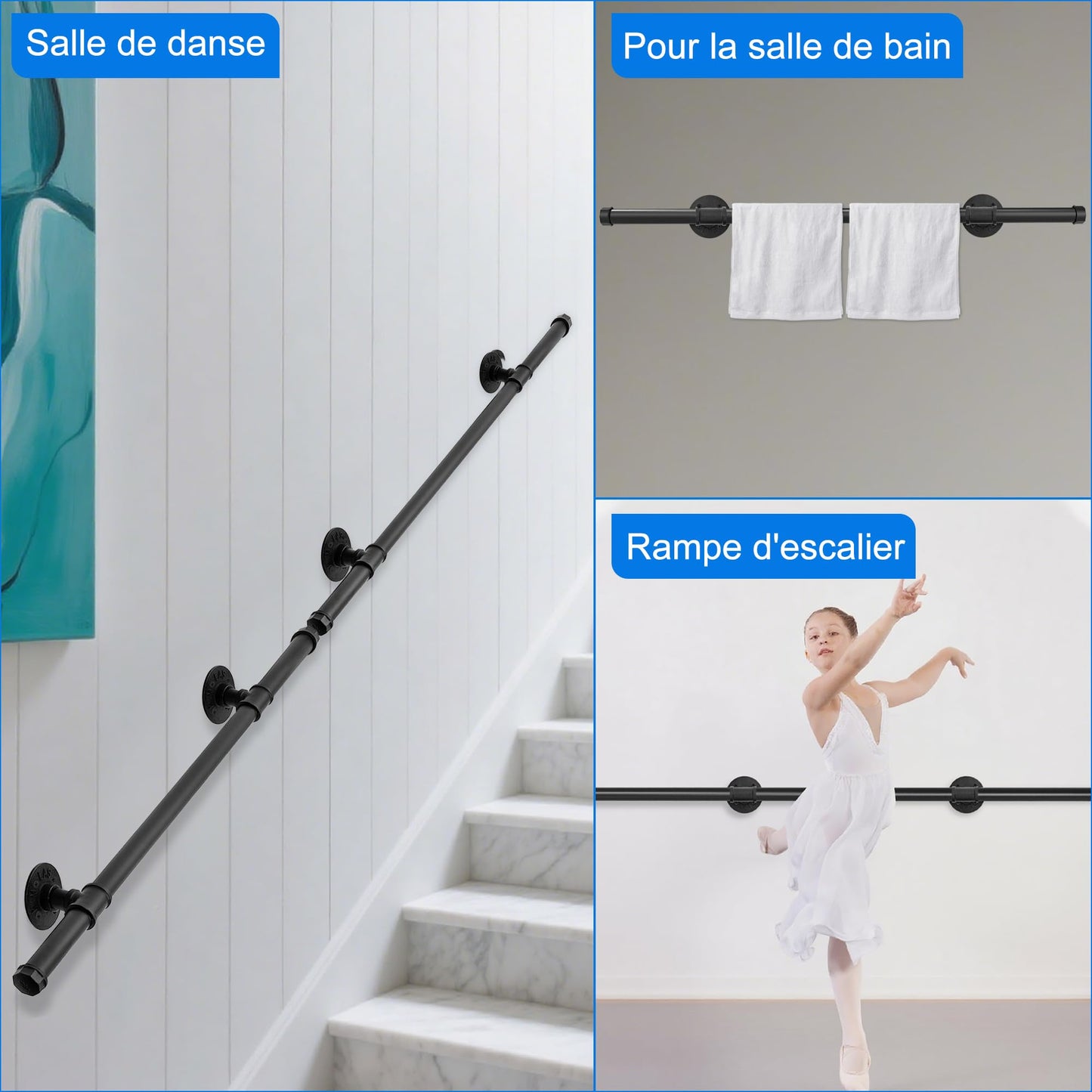 Balustrada OUUTMEE Fier forjat 100 cm neagra