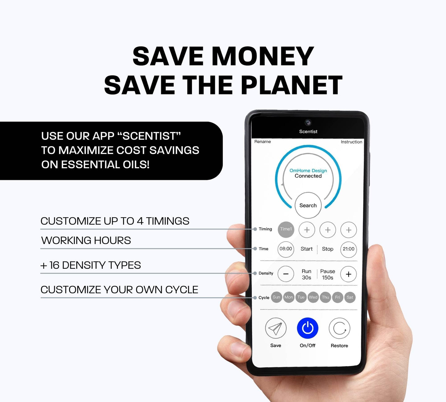 Difuzor arome Ombiance OmPro fara apa 12W control app