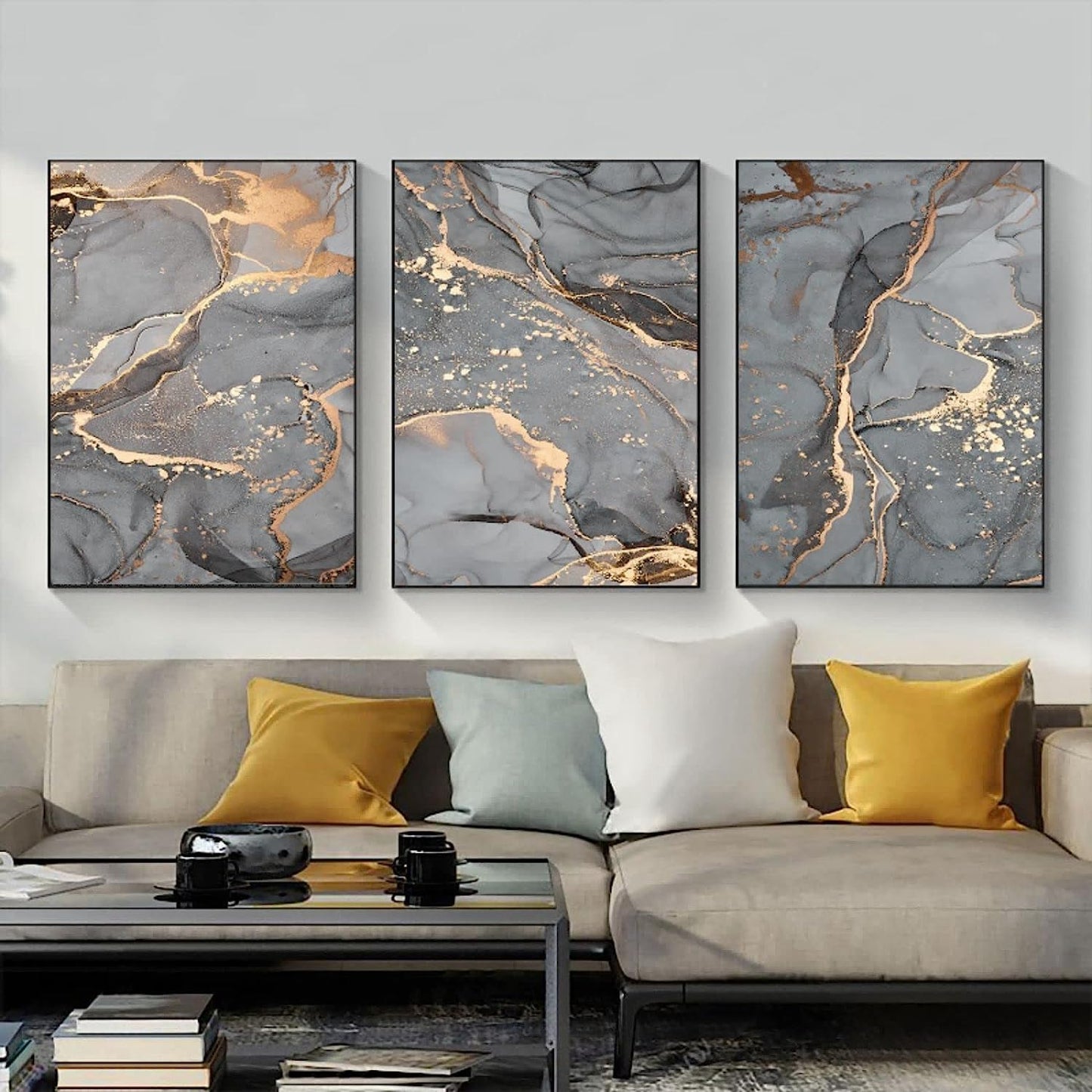 Tablou QPLGTU Marble Canvas Painting 60x90 cm, set 3 piese