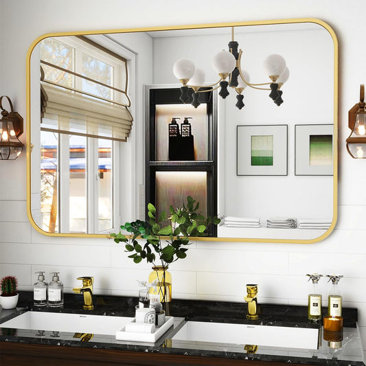 Oglinda Koonmi Gold 120x90 cm Nano Glass Cadru Aluminiu