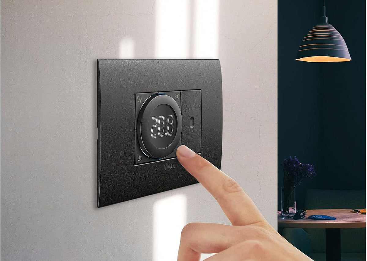 Termostat On/Off VIMAR 02970.B cu iluminare LED, alb, pentru Eikon, Arke si Plana