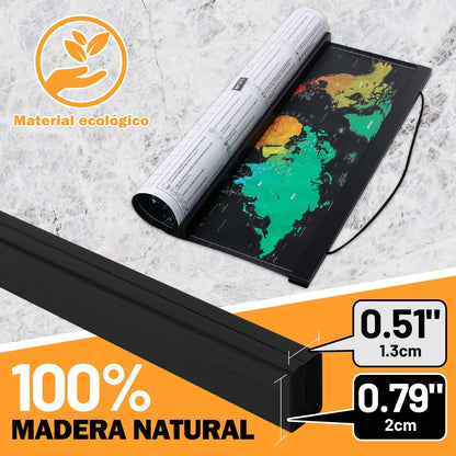 Sina magnetica pentru postere Benjia din lemn, 140 cm, neagra