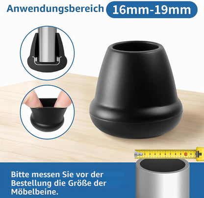 Capace din silicon RCHYFEED pentru picioare de scaun, baza cu metal, set 24 bucati, Boden mit Metall-24Pcs, negre