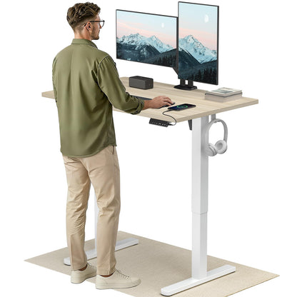 Birou HUANUO reglabil electric 120x80 cm USB-C USB-A alb