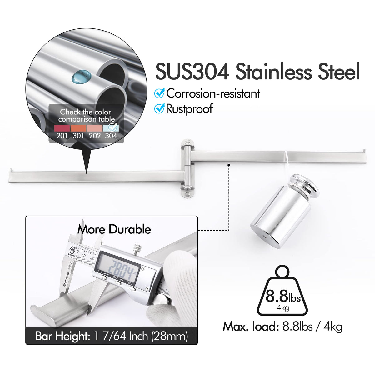 Suport prosoape KES A2104S2L50-2 inox SUS304 2 brate 50 cm