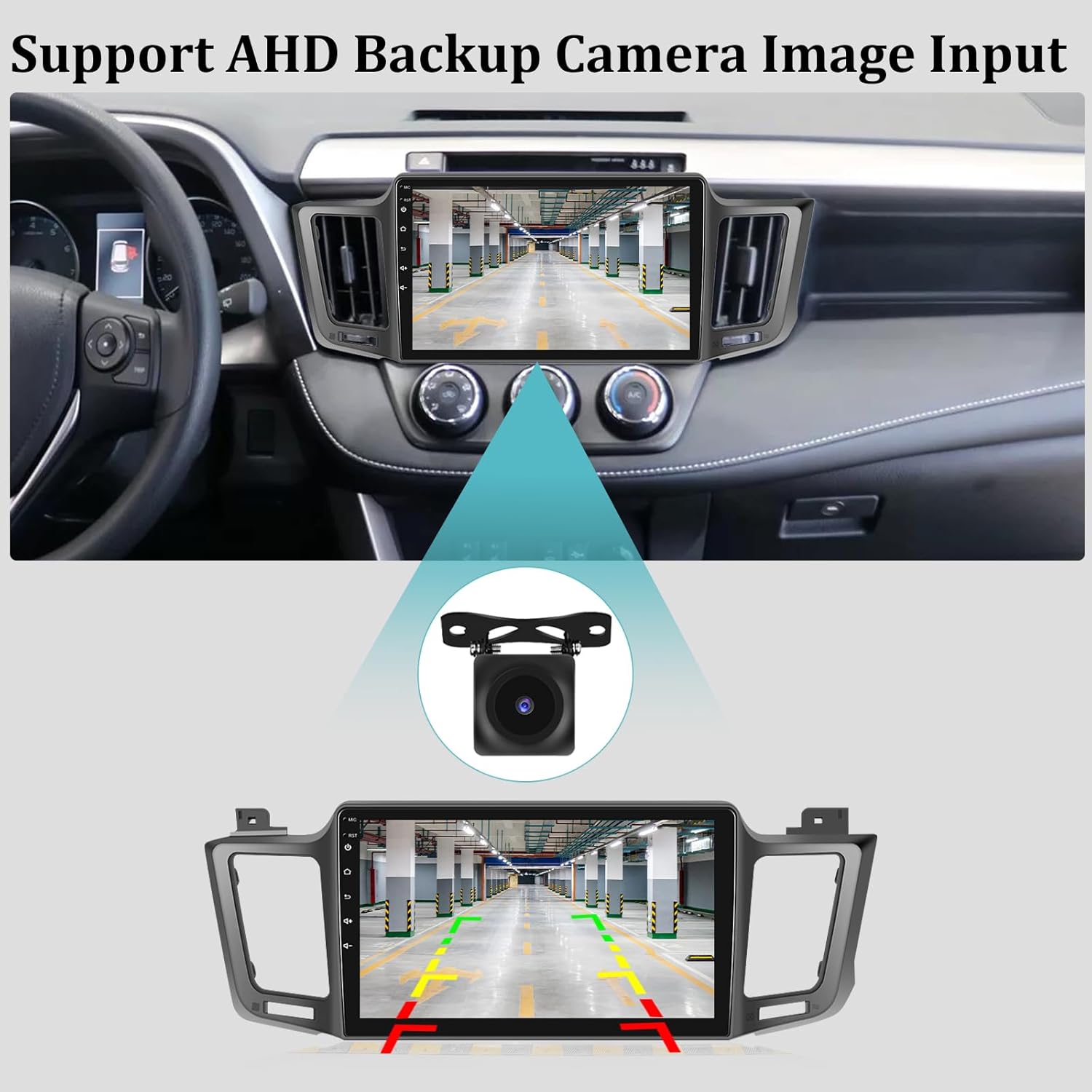 [2G+64G] Car Radio for Toyota RAV4 2013-2019 - 10.1 inch Touchscreen Android 13 Stereo - Wireless Carplay & Android Auto/Mirror Link/EQ/WiFi/GPS/SWC + AHD Backup Camera + Mic