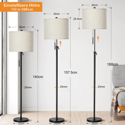 Lampa de podea Black 140-168 cm E27 LED 9W 3 temperaturi