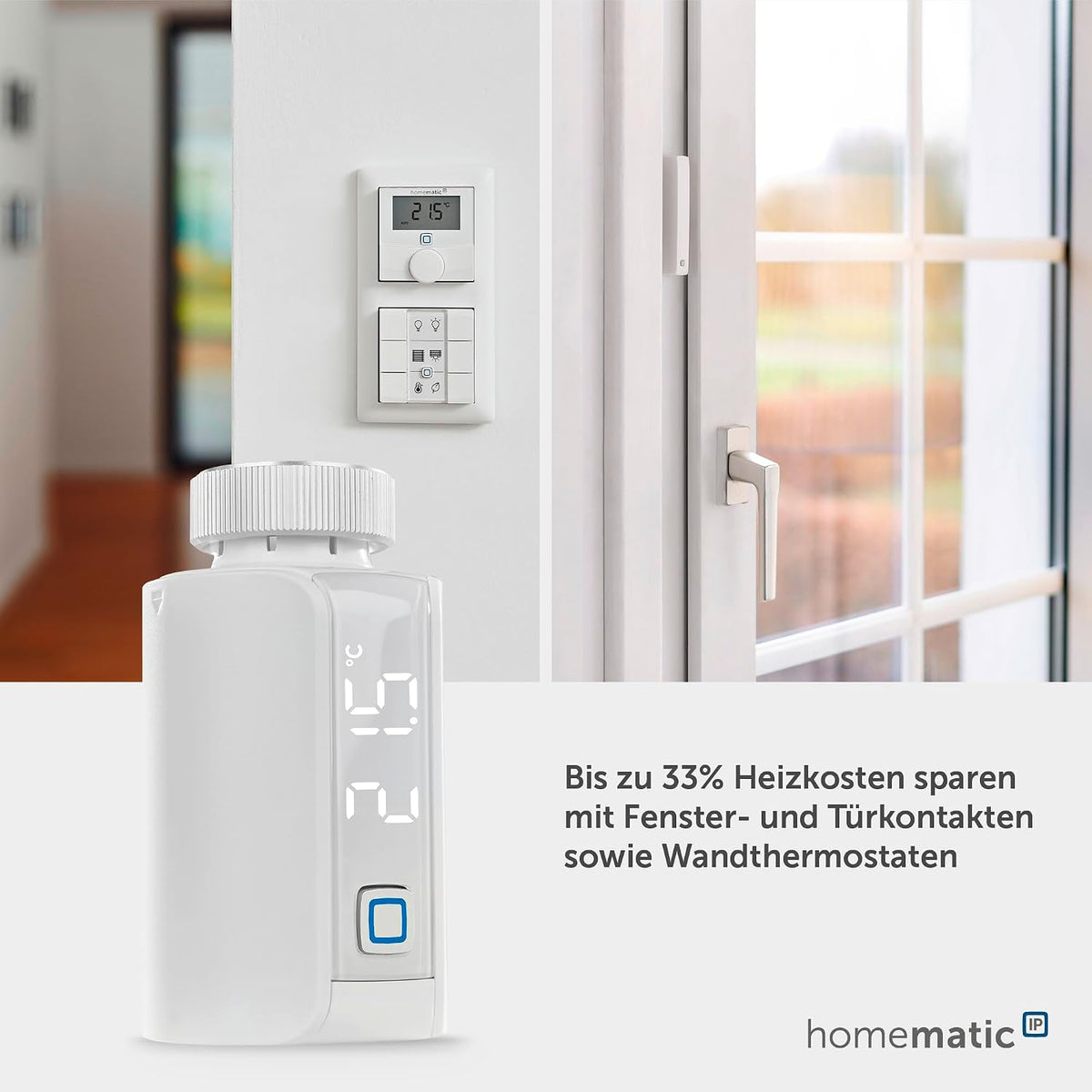 Termostat inteligent pentru calorifer Homematic IP Evo cu control prin aplicatie si comanda vocala