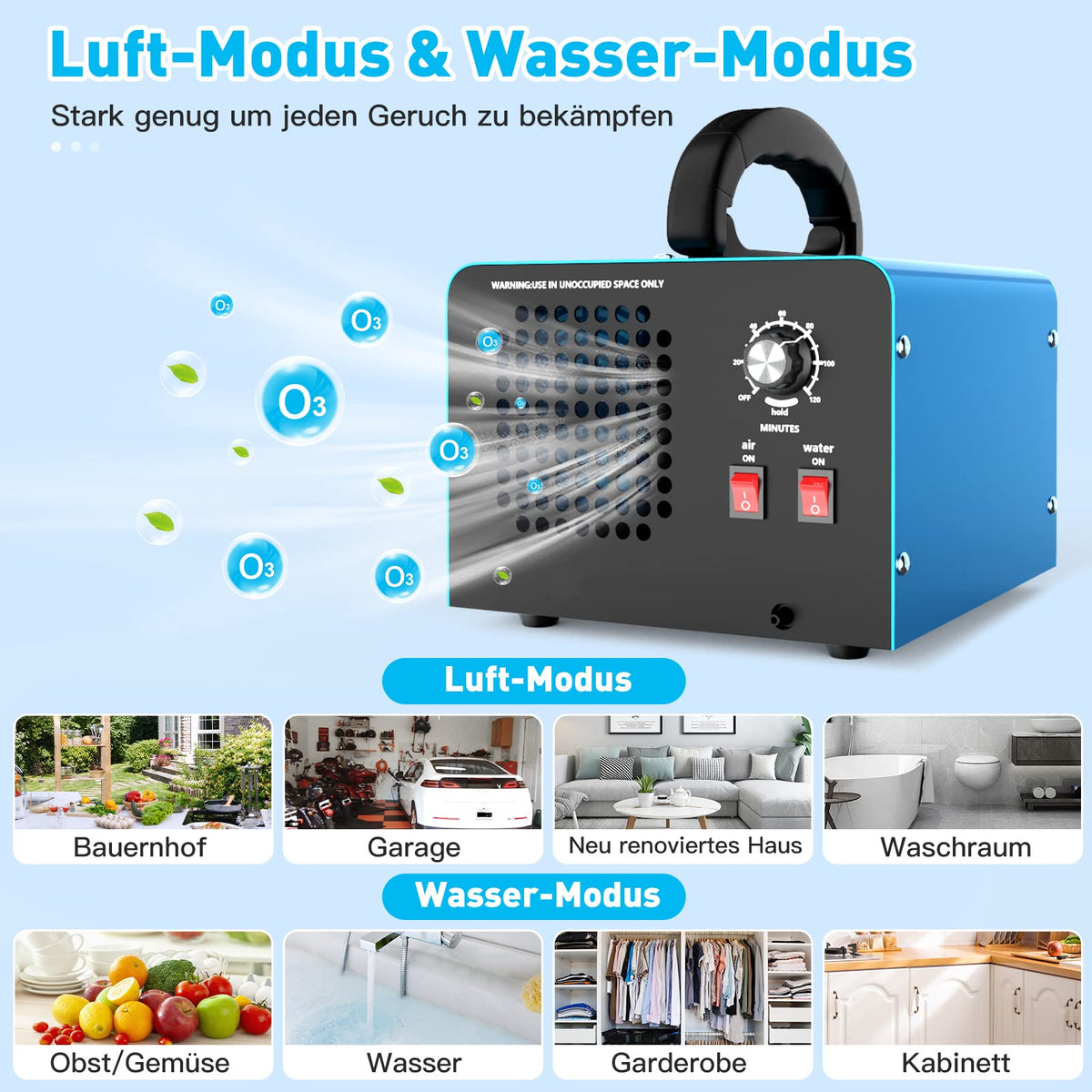 Generator ozon Kasakily OAW03 28000 mgh, 2 moduri, timer