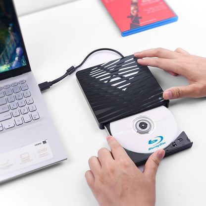 QDSYLQ External Blu Ray Drive 50G, Type-C & USB 3.0 HD 1080P Bluray Drive External Blu Ray Drive External BD CD DVD ROM RW Blu-ray Drive for Laptop PC Mac Windows 11/10/8/7/XP/Linux/MacOS