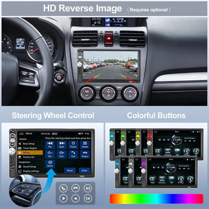 CAMECHO 1 DIN Car Radio with CarPlay Android Car 7 Inch Screen with Bluetooth Touchscreen with Reversing Camera Mirror Link FM Radio SWC USB