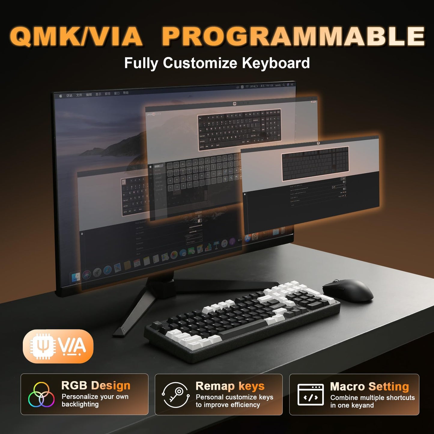 Tastatura YUNZII AL98 Wireless Mechanical RGB 8000mAh QMKVIA