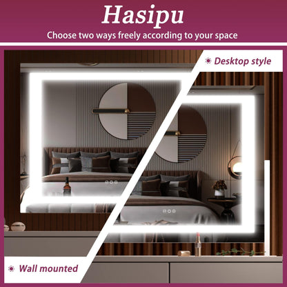 Oglinda cosmetica Hasipu 55x45 cm LED 10x, 3 temperaturi lumina