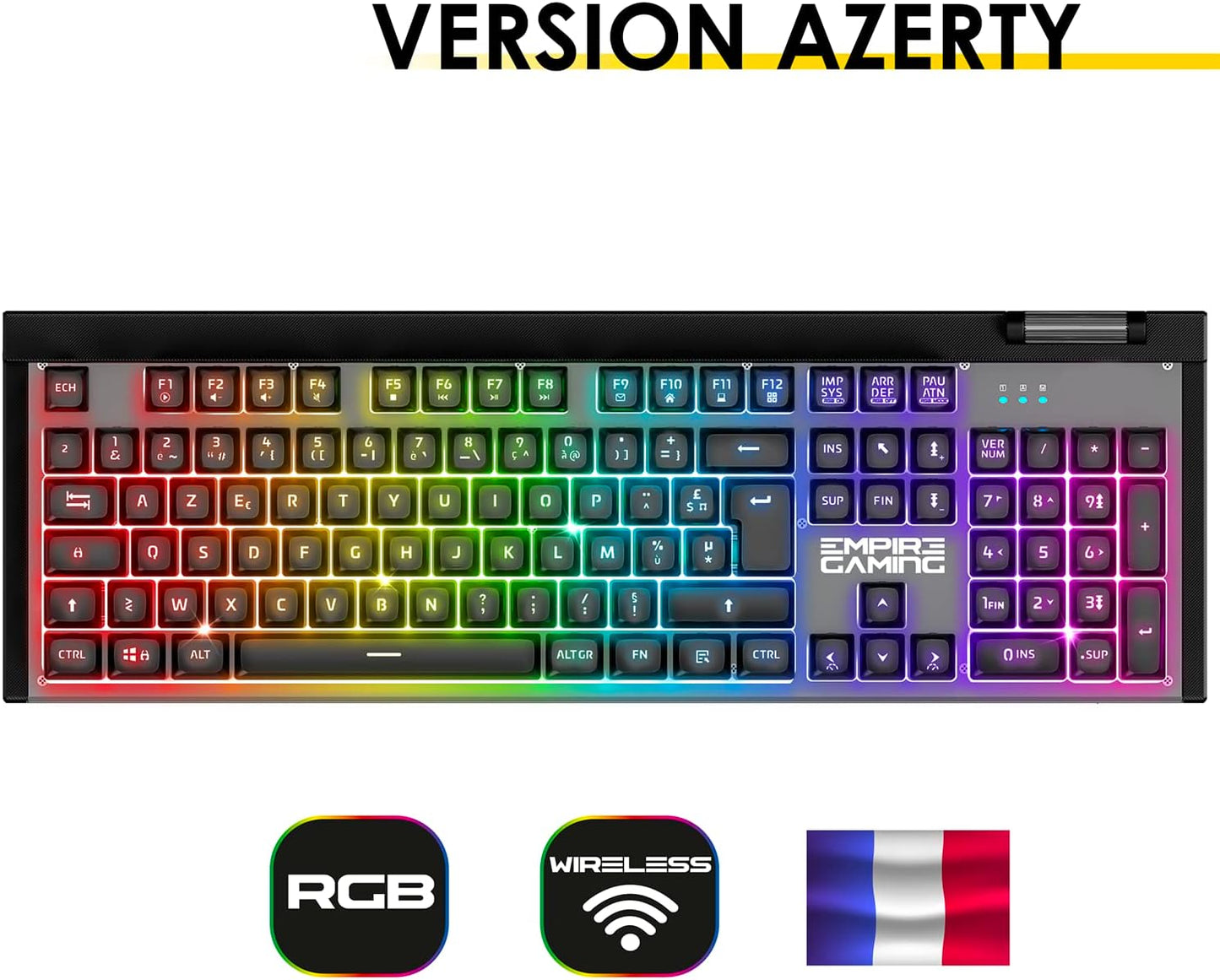 EMPIRE GAMING - Armor RF358 Wireless Pack - AZERTY Wireless Gaming Keyboard (French Layout) 2.4 GHz RGB - 2400 DPI Gamer Mouse - Mouse Pad - PC PS4 PS5 Xbox One/Series