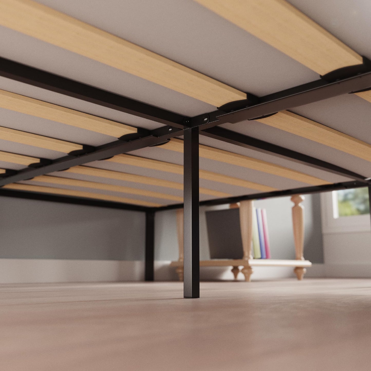 Pat Dreamzie Metal 160x200 cm Cadru lemn, 41 cm inaltime, negru