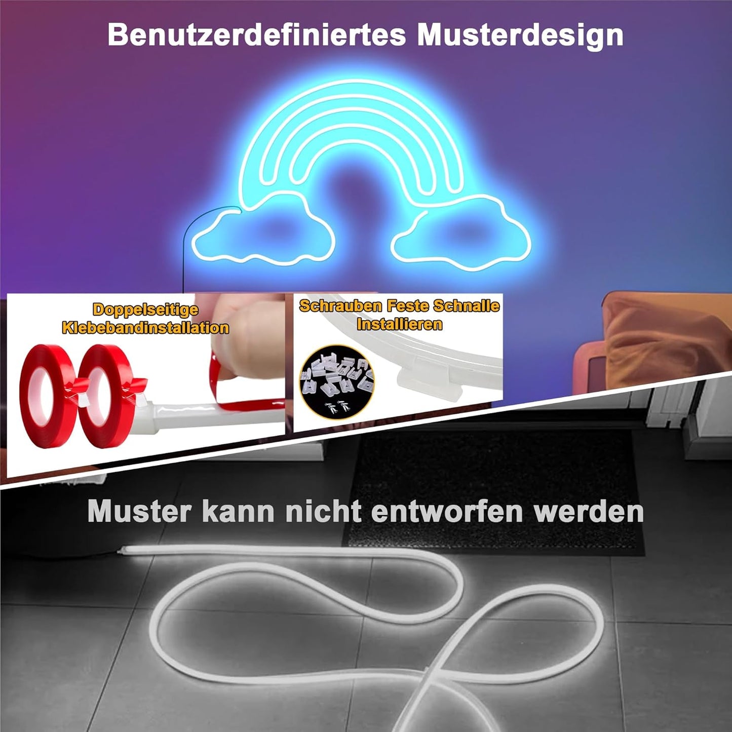 Cozylady RGB Neon LED Strip Light, with Remote Control, App Control, Waterproof Flexible RGB Strips, 24 V LED Neon Strip for Bedroom, Home Interior Decoration (10 M/30 Feet)