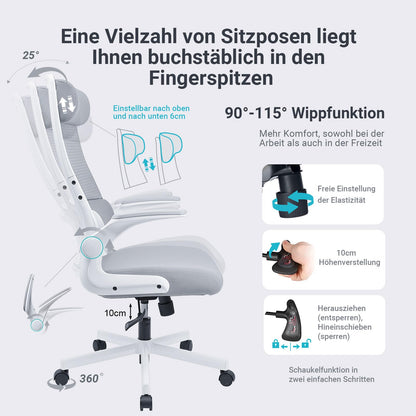 Scaun de birou MELOKEA CHAF018G ergonomic cu tetiera reglabila