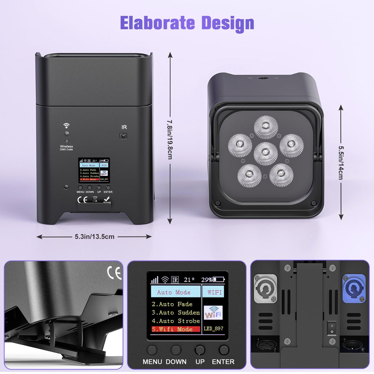 Spoturi LED Glowingstage 4 buc RGBWA-UV 18W control APP DMX