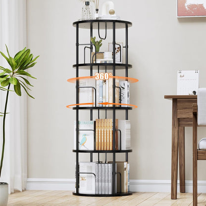 Biblioteca rotativa Generisch 6 niveluri 45x45x193 cm neagra