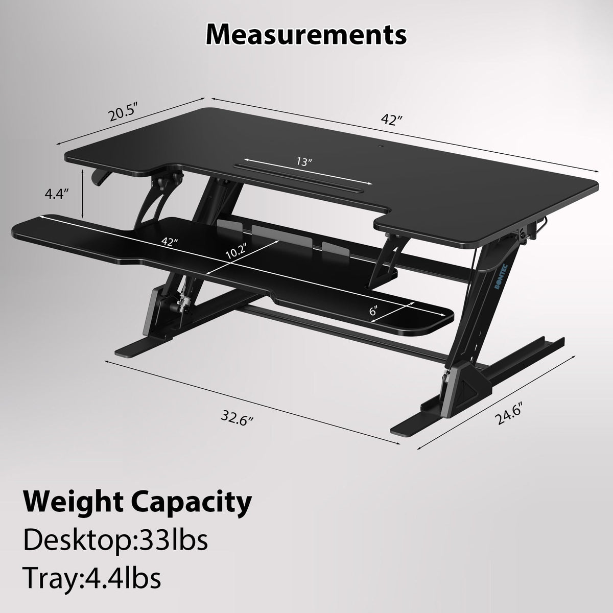 Birou reglabil BONTEC Standing Desk Converter 42 inch, negru
