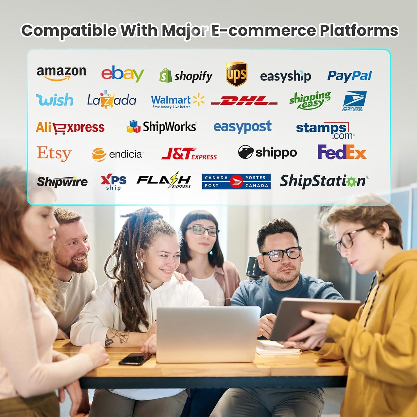 vretti Etikettendrucker WiFi 5G，DHL Etikettendrucker,Thermodrucker 4x6 für Versandetiketten Kleinunternehmen, Kompatibel mit Amazon,Shopify,Etsy,Ebay,UPS,DHL,FedEx