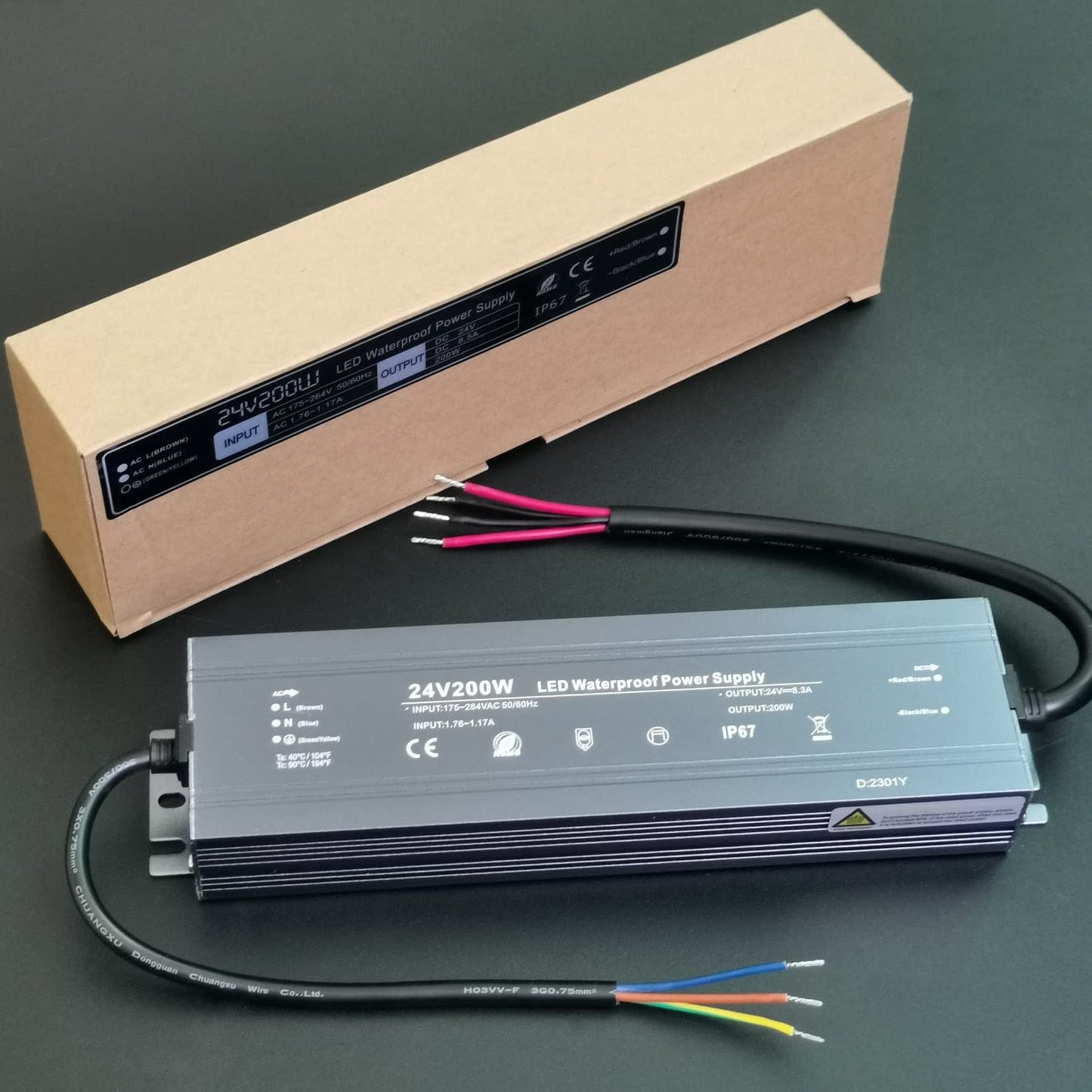 Alinana LED Transformer 24 V 300 W, IP67 Waterproof Transformer 230 V to 24 V, 24 V Power Supply 300 W for LED Strip Lamps, Transformer 24 V 0-12.5 A