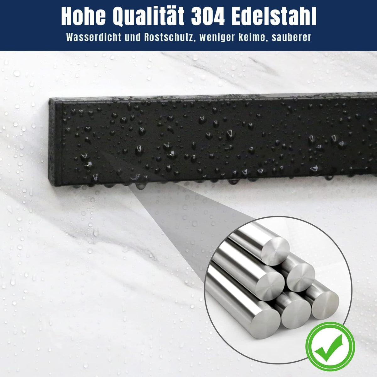 Bara magnetica pentru cutite Dmore, 59 cm, neagra, cu 4 carlige
