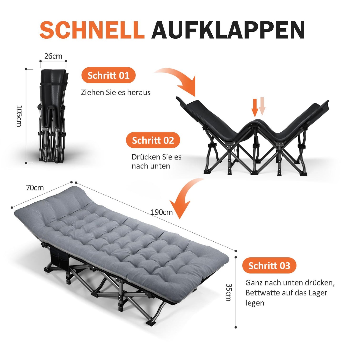 Pat camping ATORPOK SHOP DX-1 pliabil, 200 kg, gri