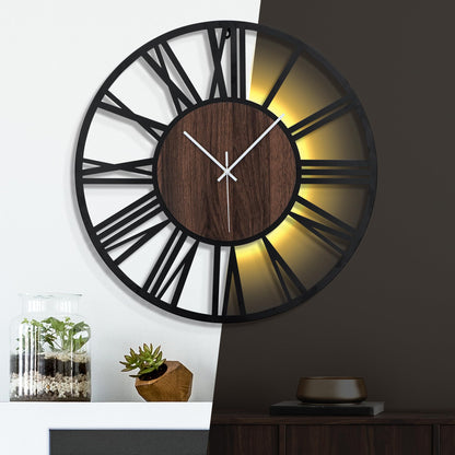 Ceas de perete metalic 24 inch cu senzor lumina si sunet