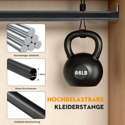 Suport haine Poskena extensibil 43-101 cm otel inoxidabil negru