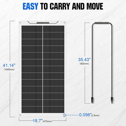 Panou solar flexibil monocristalin ECO-WORTHY 100 W, 12 V, cu cablu de incarcare