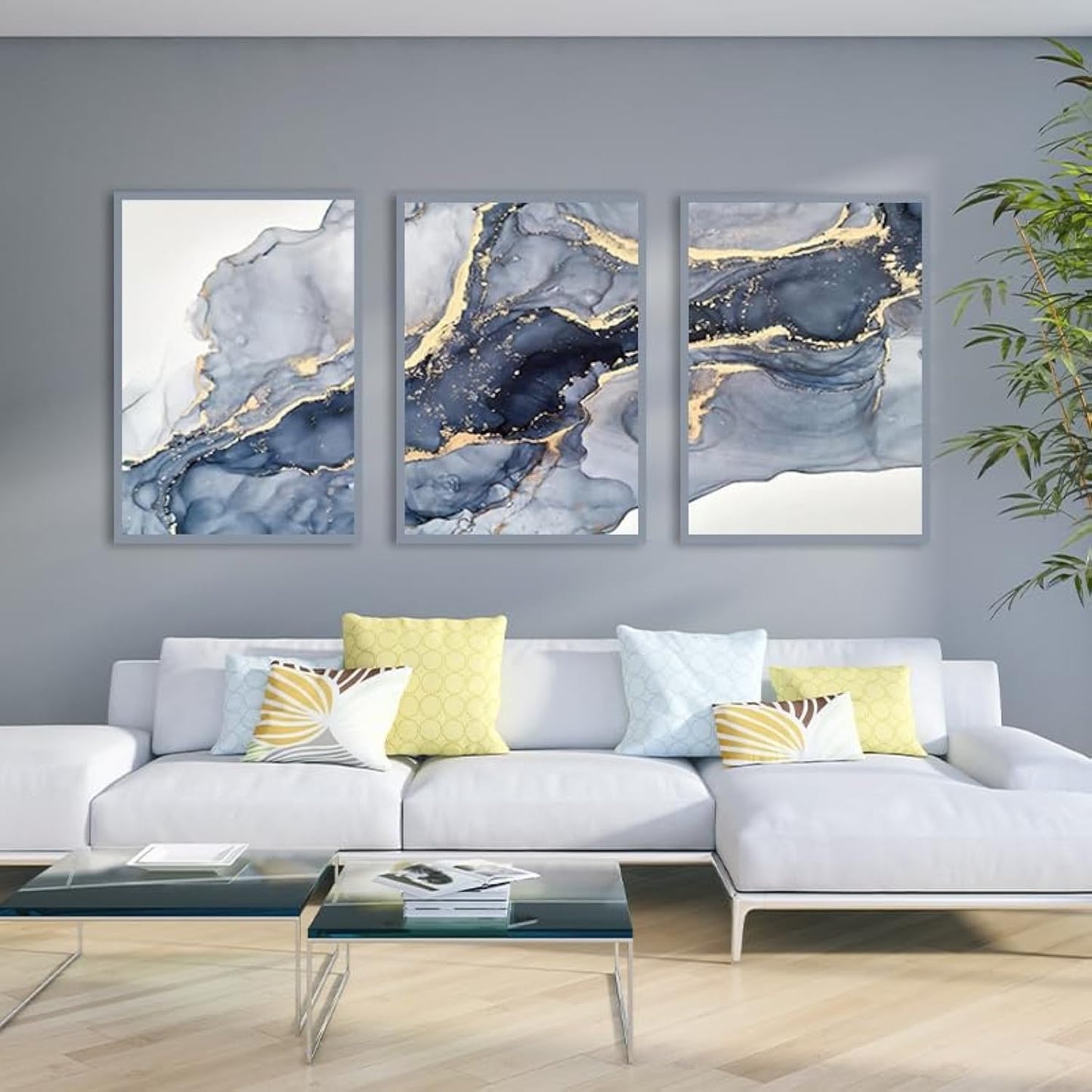 Tablou QPLGTU Marble Canvas Painting 60x90 cm, set 3 piese