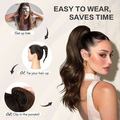 Coada de par Sofeiyan Claw Clip 16 inch Ondulata Dark Brown