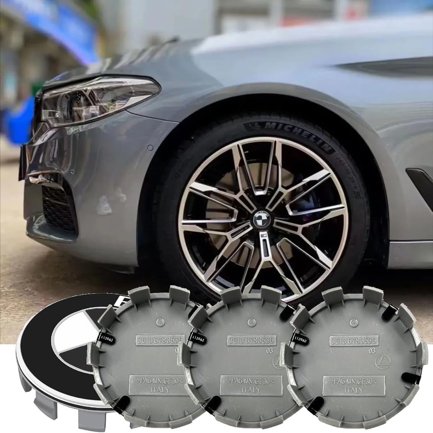 Capace butuc roti BMW 68mm negru ABS aluminiu 4 buc