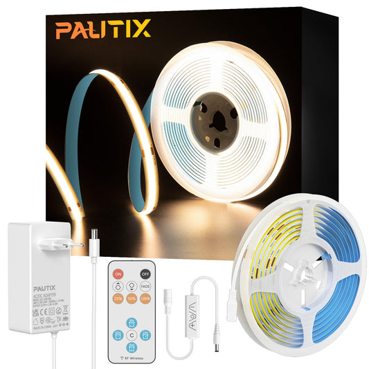 Banda LED PAUTIX COB 5 m 3000K 24V RF Remote CRI93+ Dimmabila