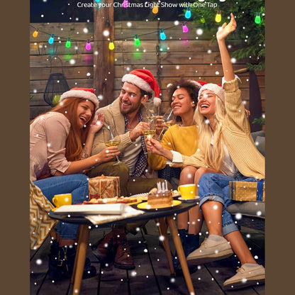 Gaoxun Outdoor String Lights, 15m RGBW Festoon Lights Outdoor with 15 Dimmable S14 LED Bulbs, APP Control, 33 Scene Modes, 234 Lighting Effects, IP65 Waterproof Smart Garden Lights for Backyard Party
